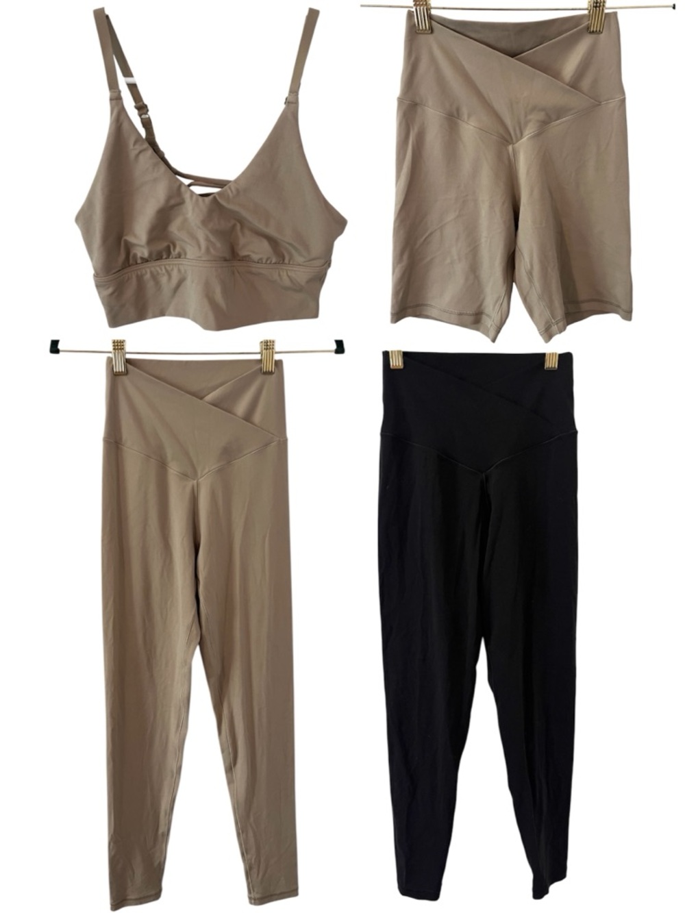 Aerie Offline Lot (4) Real Me Beige Set Bra Shorts 7/8 Leggings Black Medium